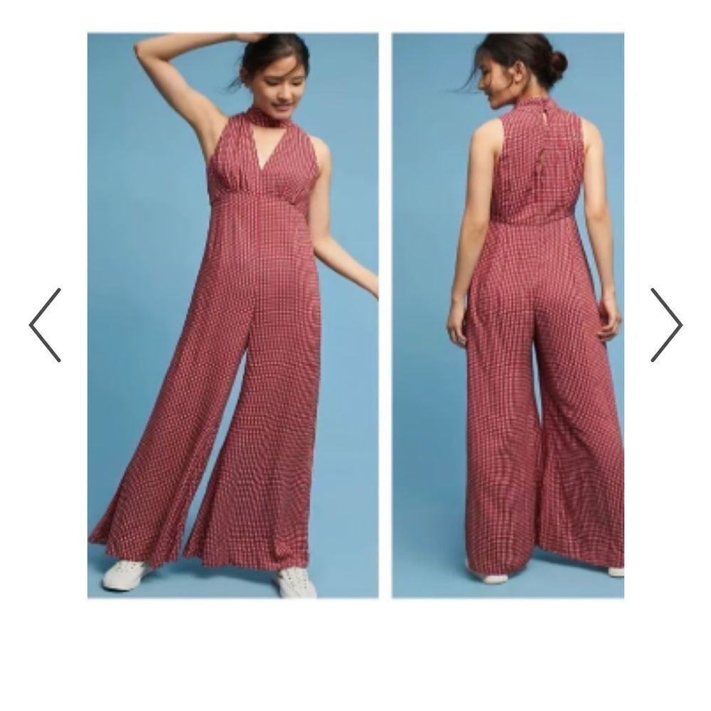 Maeve Anthropologie Farida Jumpsuit Flared Halter Neck Size 6 - Picture 6 of 8